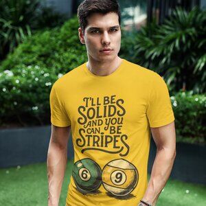 Billiards t shirt, pool hall shirt, solids and stripes tee, funny pool player sh